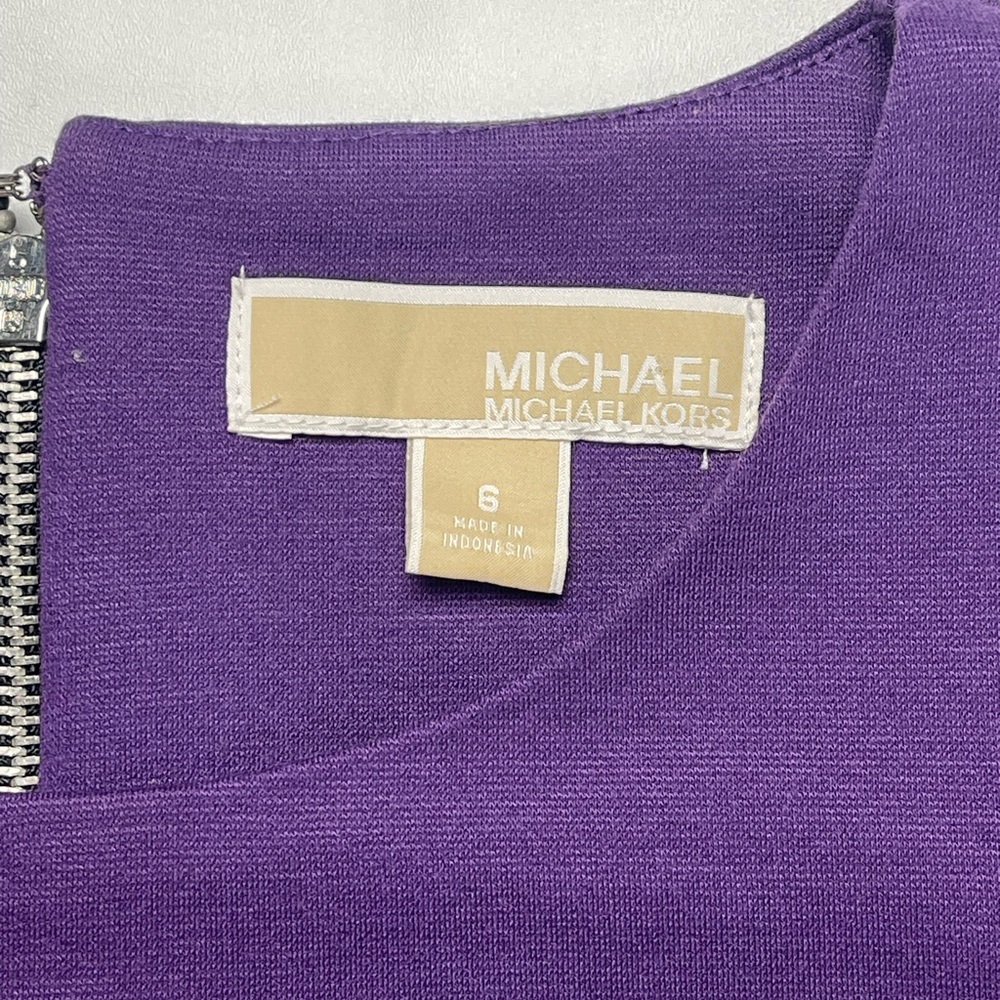 Preloved MICHAEL Michael Kors Colorblock Purple Gray Longsleeves Dress Size 6 - Picture 3 of 9
